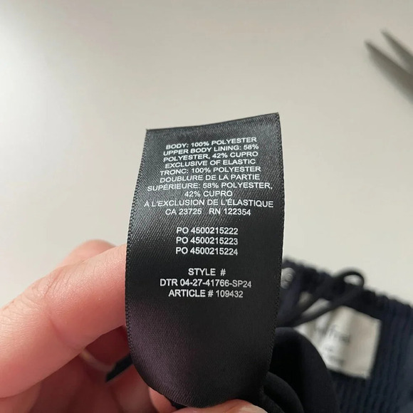 Aritzia Wilfred Endless Strapless Crepe Wide Leg Jumpsuit in Dark Navy Size 00 - Picture 9 of 9